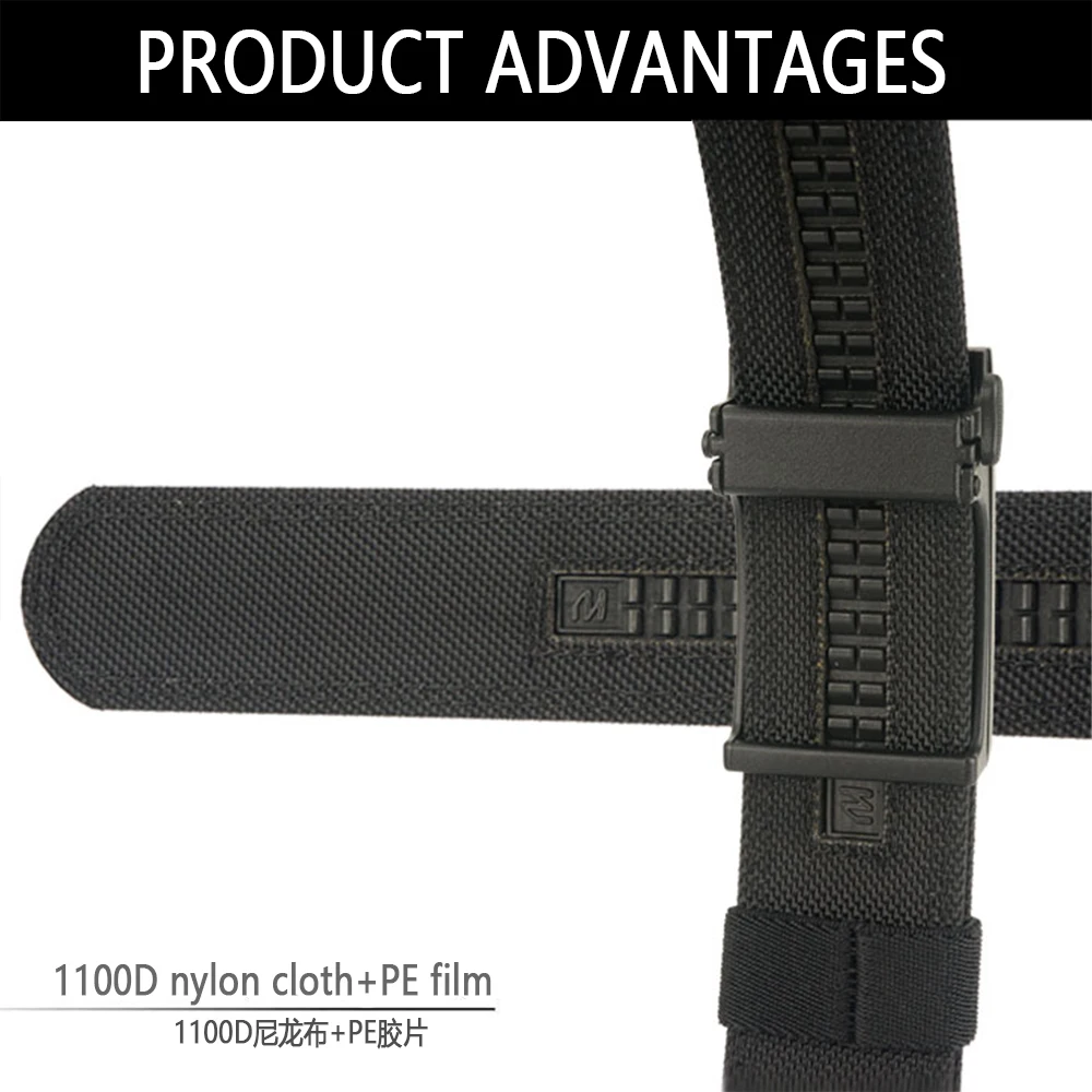 XUHU New Hard Tactical Belt for Men Metal Automatic Buckle Gun Belt 1100D Nylon Military Belt IPSC Outdoor Sports Girdle Male