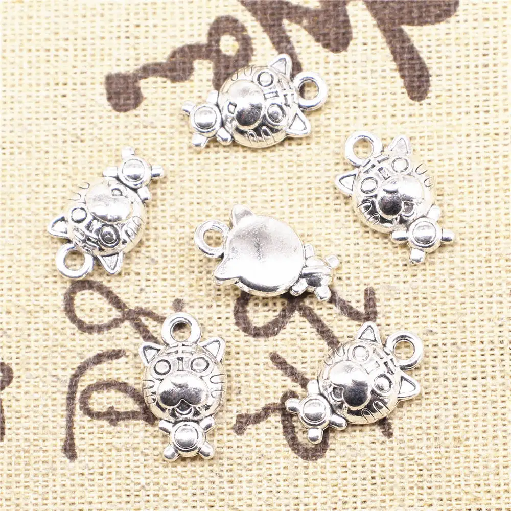 Jewelri For Woman Girls Craft Charms Tiger Antique Silver Color Pendants For Earrings 10x17mm 5pcs