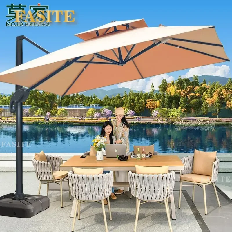 For Outdoor Garden Large Square Roman Parasol Umbrella Patio Terrace Sunshade Canopy Windproof UV Protection Leisure