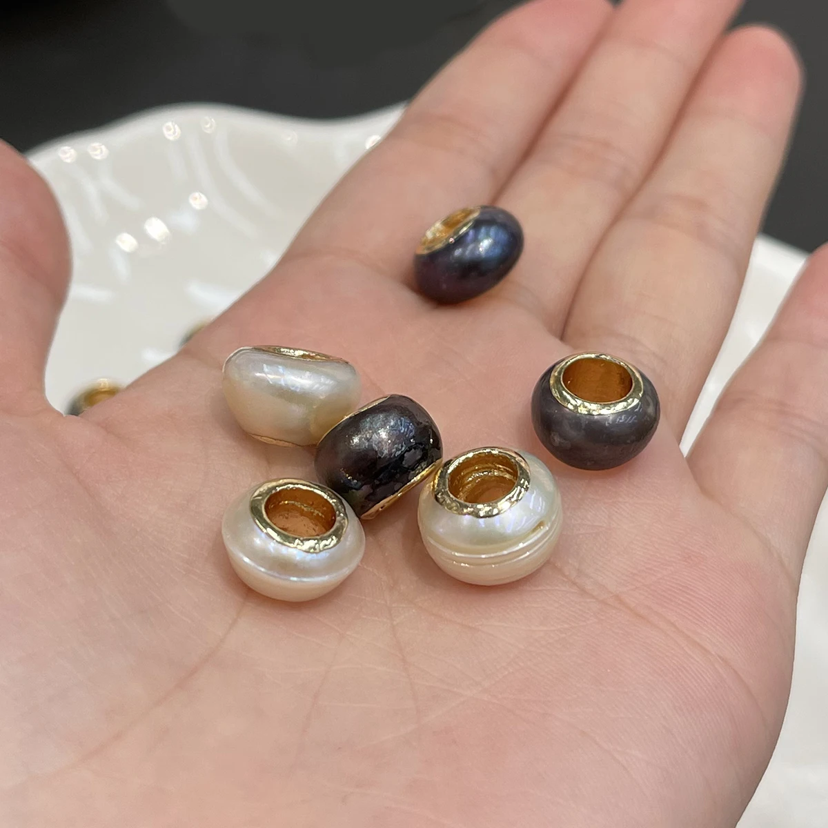 2Pcs DIY Big Hole Pearl Natural Freshwater Isolation Pearl For Jewelry Making DIY Necklace Bracelet Chains Earrings Accessory