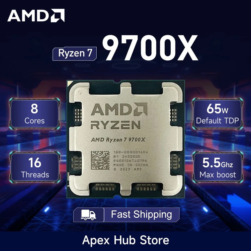 

Процессор AMD Ryzen 7 9700X 3,8 ГГц, 8 ядер, 16 потоков, 4 нм, L3 = 32 М, DDR5 R7 9700X, 65 Вт, разъем AM5, новый без вентилятора