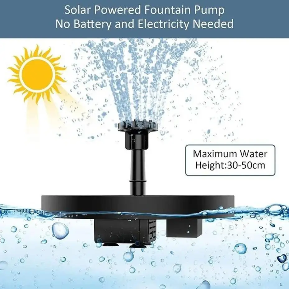 Water Source Mini Solar Water Fountain Pool Pond Waterfall Garden Decoration Outdoor Bird Bath Solar Powered Fountain Floating