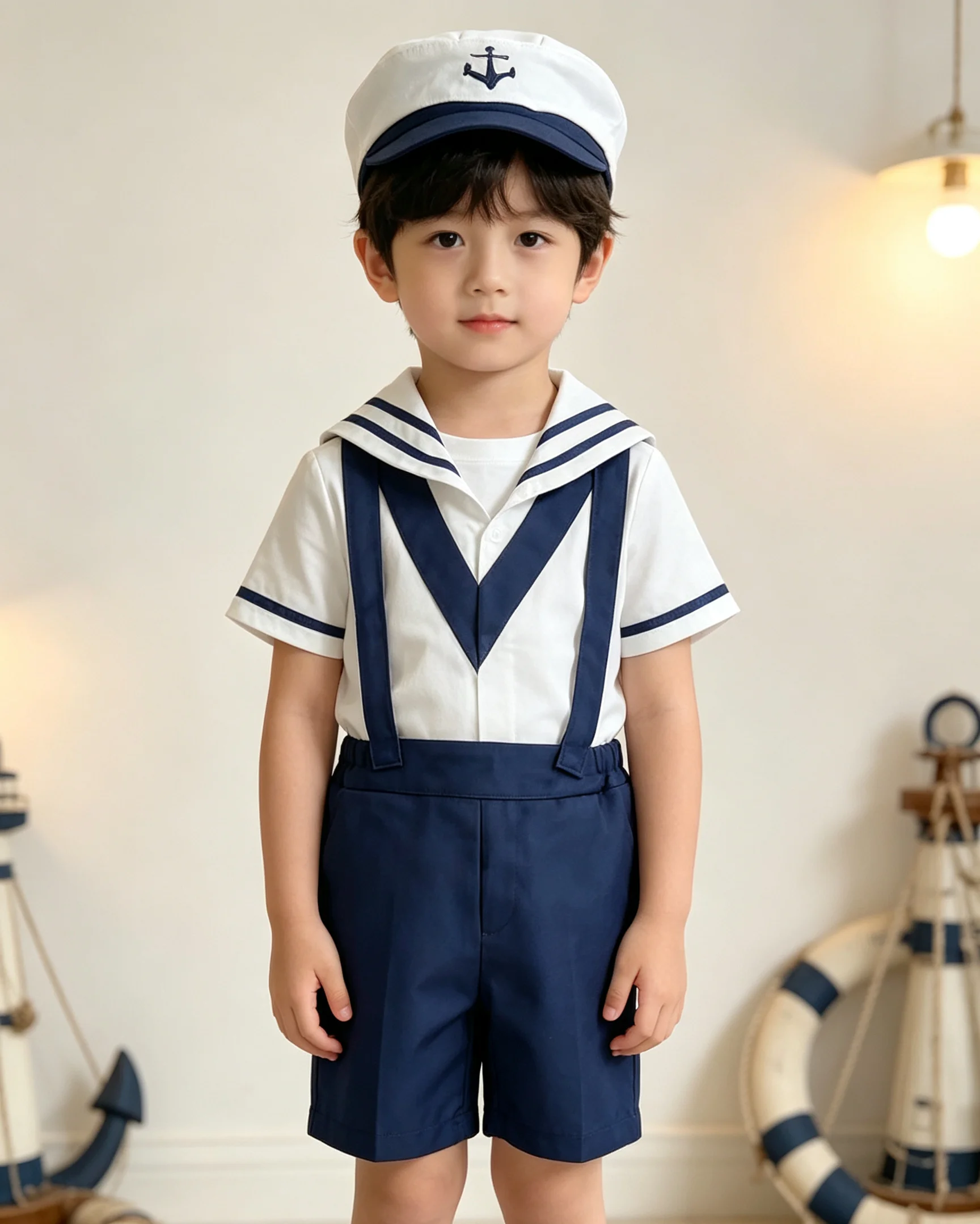 Ensemble de costume de marin pour bébés garçons avec chapeau, vêtements à thème nautique pour fête et photographie