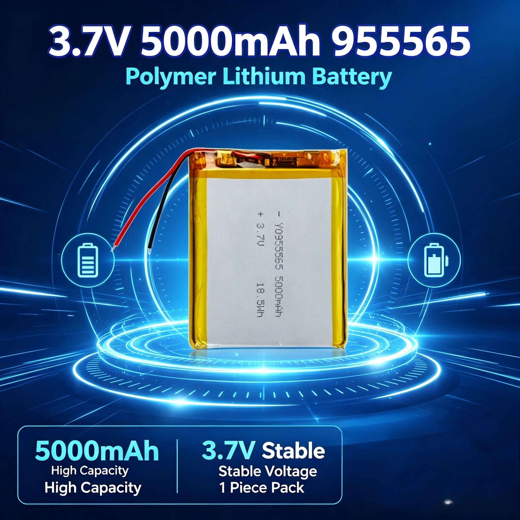 3.7V 5000mAh 955565 Polymer Lithium Battery Lithium Ion Battery For Power Bank GPS 100% Real Capacity
