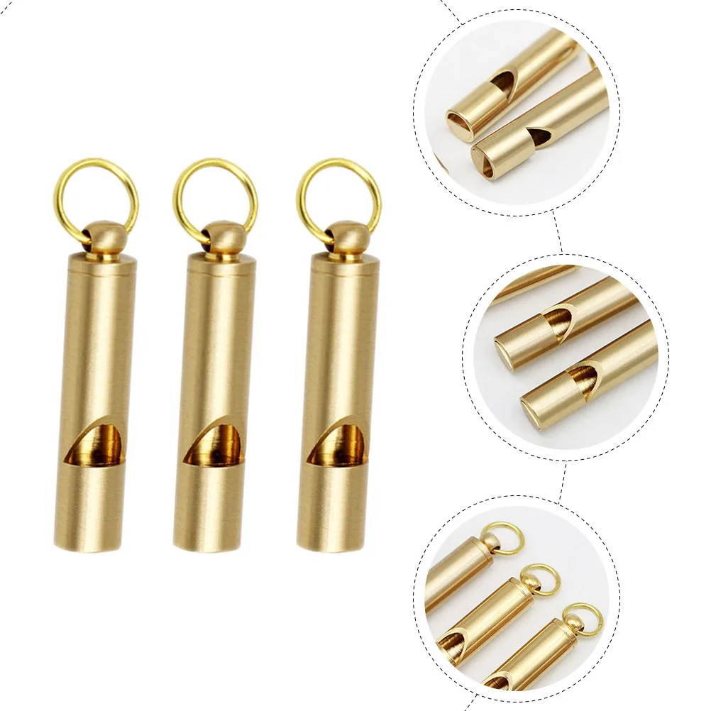 

3 Pcs Whistle Pendant Engraved Metal Outdoor Key Chain Copper Camp Child Camping