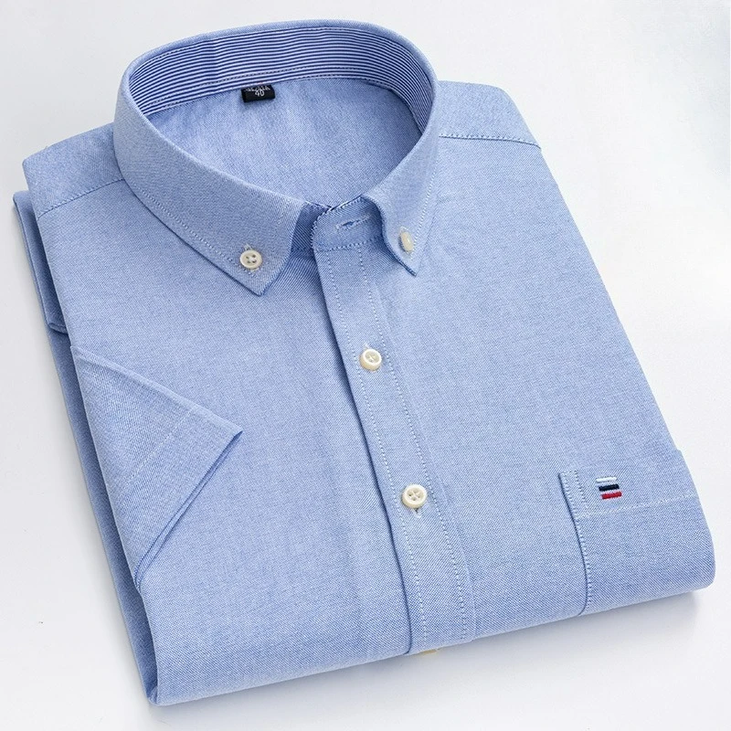 New Spring and Summer Men's Shirt Cotton Short-sleeved Casual Shirt Slim-fitting Plaid Casual