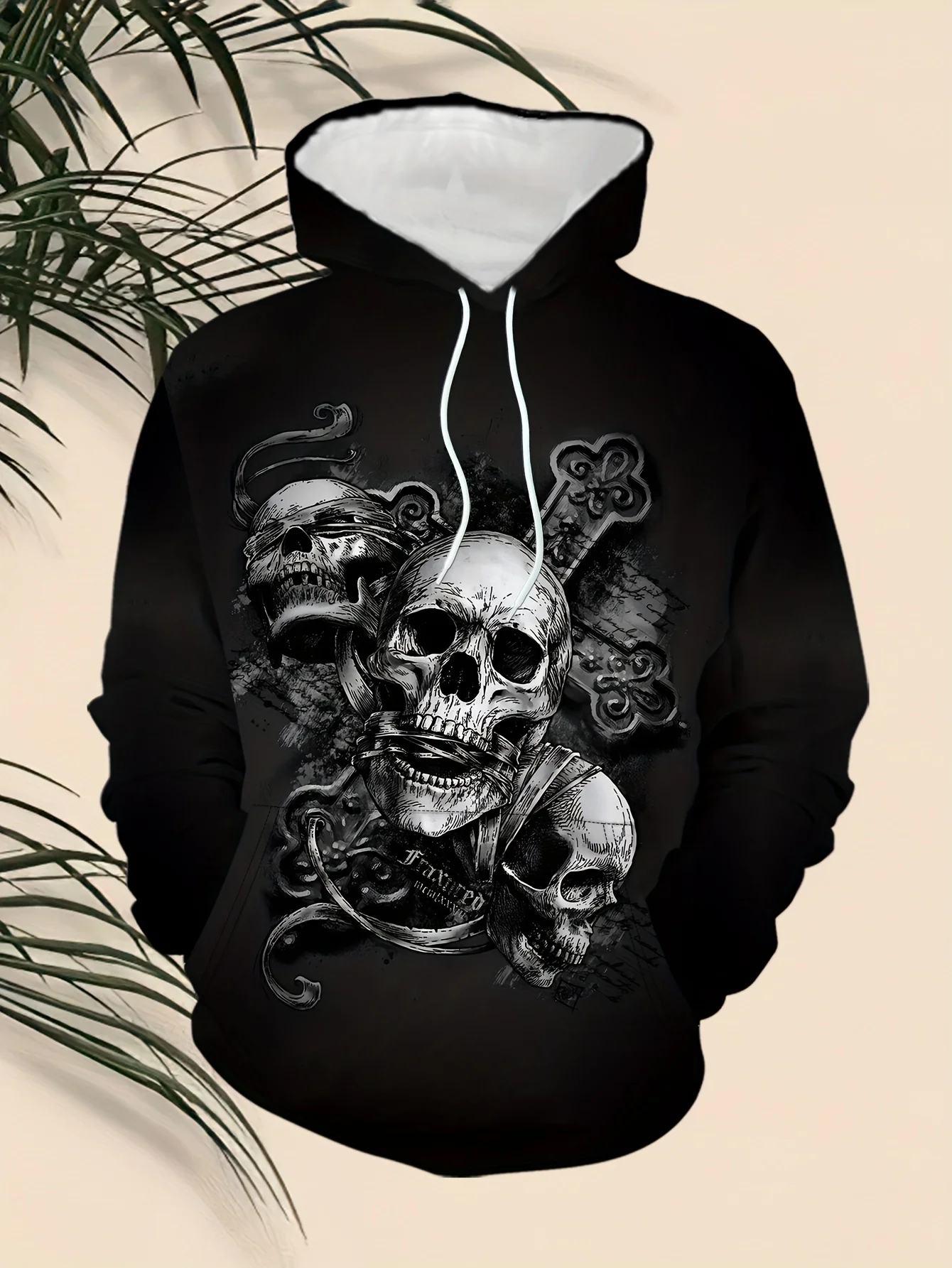 الرجال الموضة عادية هوديي ثلاثية الأبعاد الجمجمة طباعة نمط هوديي بأكمام طويلة البلوز الخريف والشتاء بلوزات Harajuku