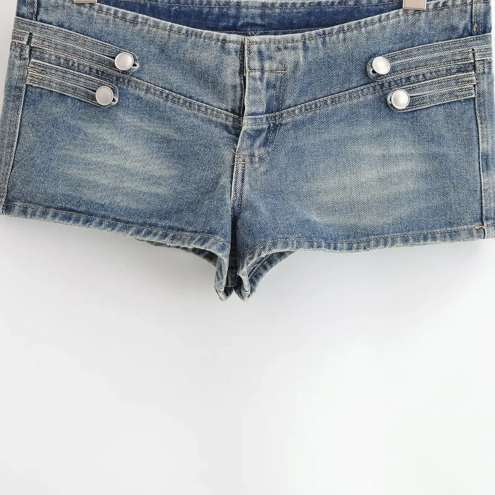 Damen High-Street Vintage Denim-Set KONDALA 2026 Frühling Trendiges Musikfestival Party-Shorts-Set Napoleon-Jacke, Mini Hot Pants – Detail 14