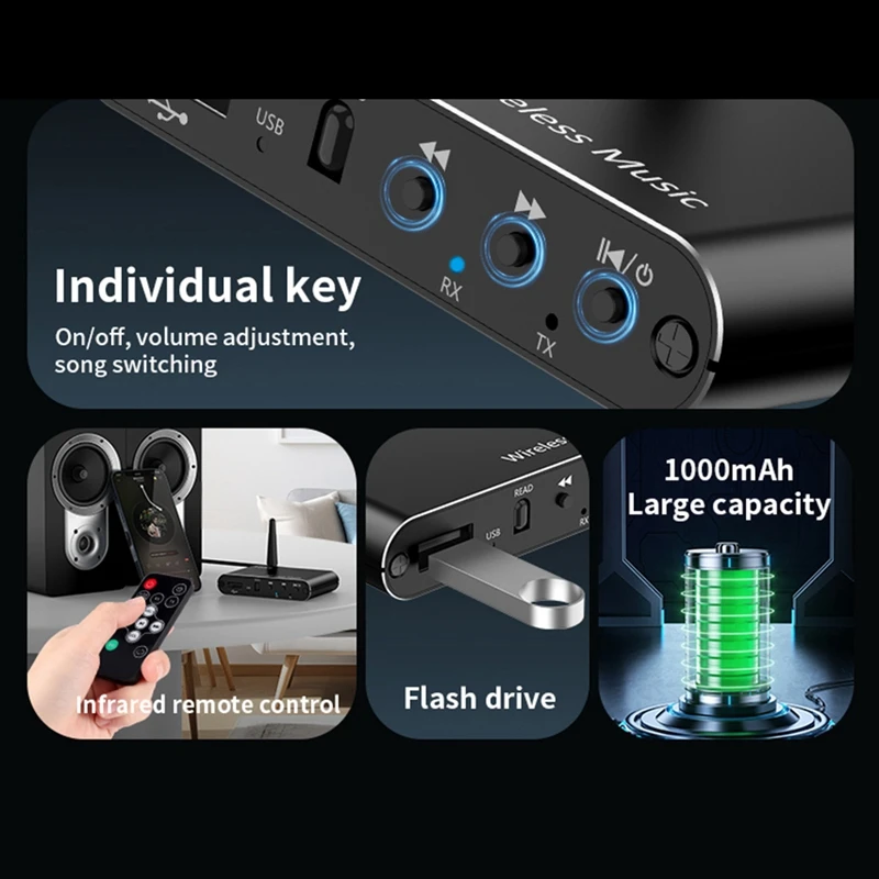 ワイヤレスオーディオアダプター,AUX Bluetoothレシーバー,トランスミッター,ミュージックアンプ,USB再生サポート,2 in 1, Bluetooth 5.4