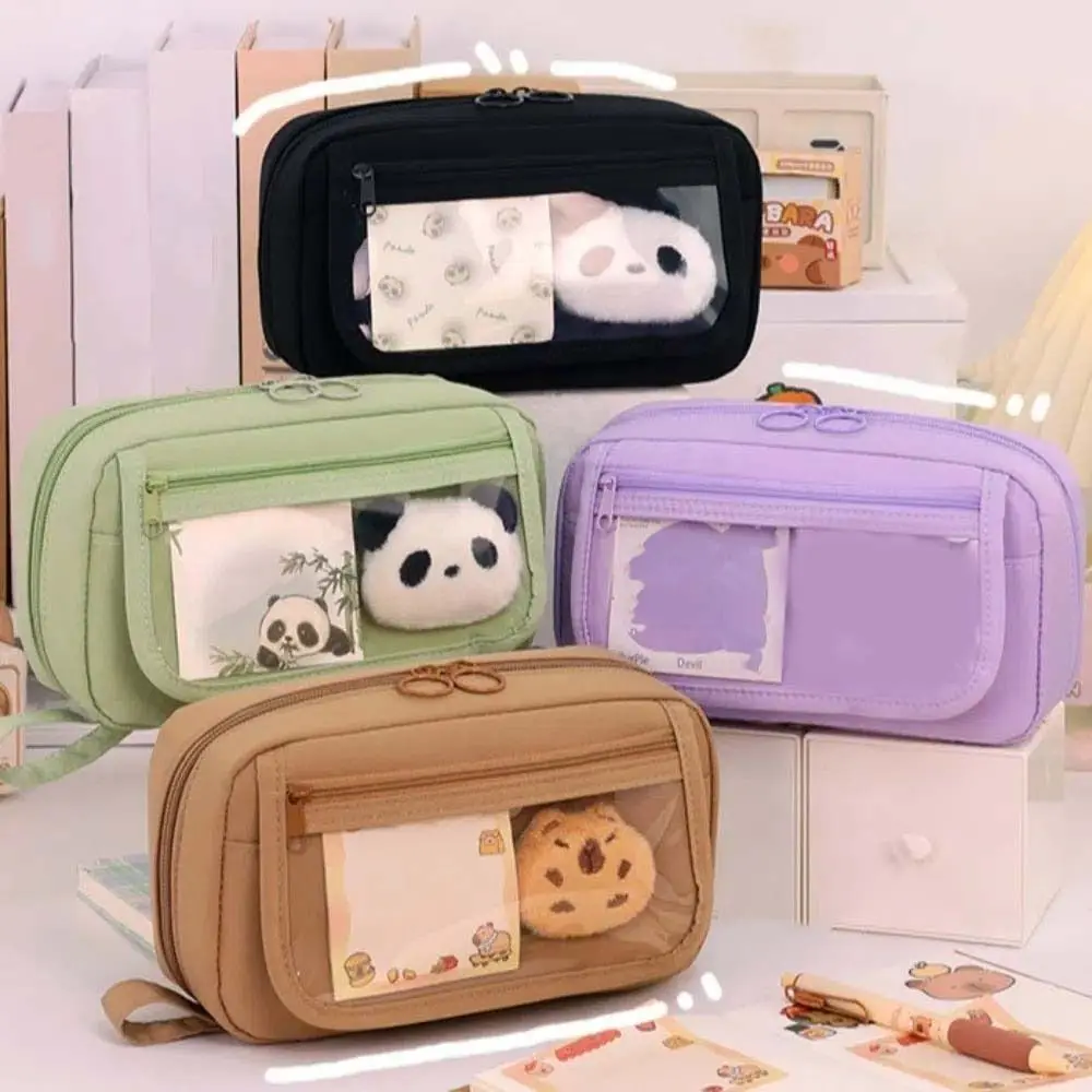 

Multifunctional 5 Layers Pencil Bag Solid Canvas Makeup Storage Bag Stationery Organizer Pen Pouch Student