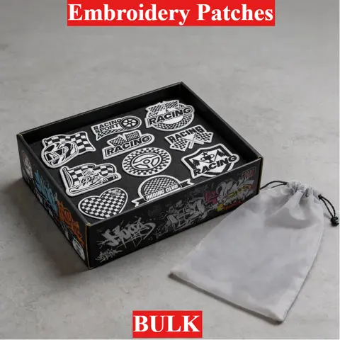 10/12PCS Bulk Racing Car Embroidery Cloth Steering Wheel Flag Stamp Clothes Decorative Wheels Helmet Racing Patch Ironing