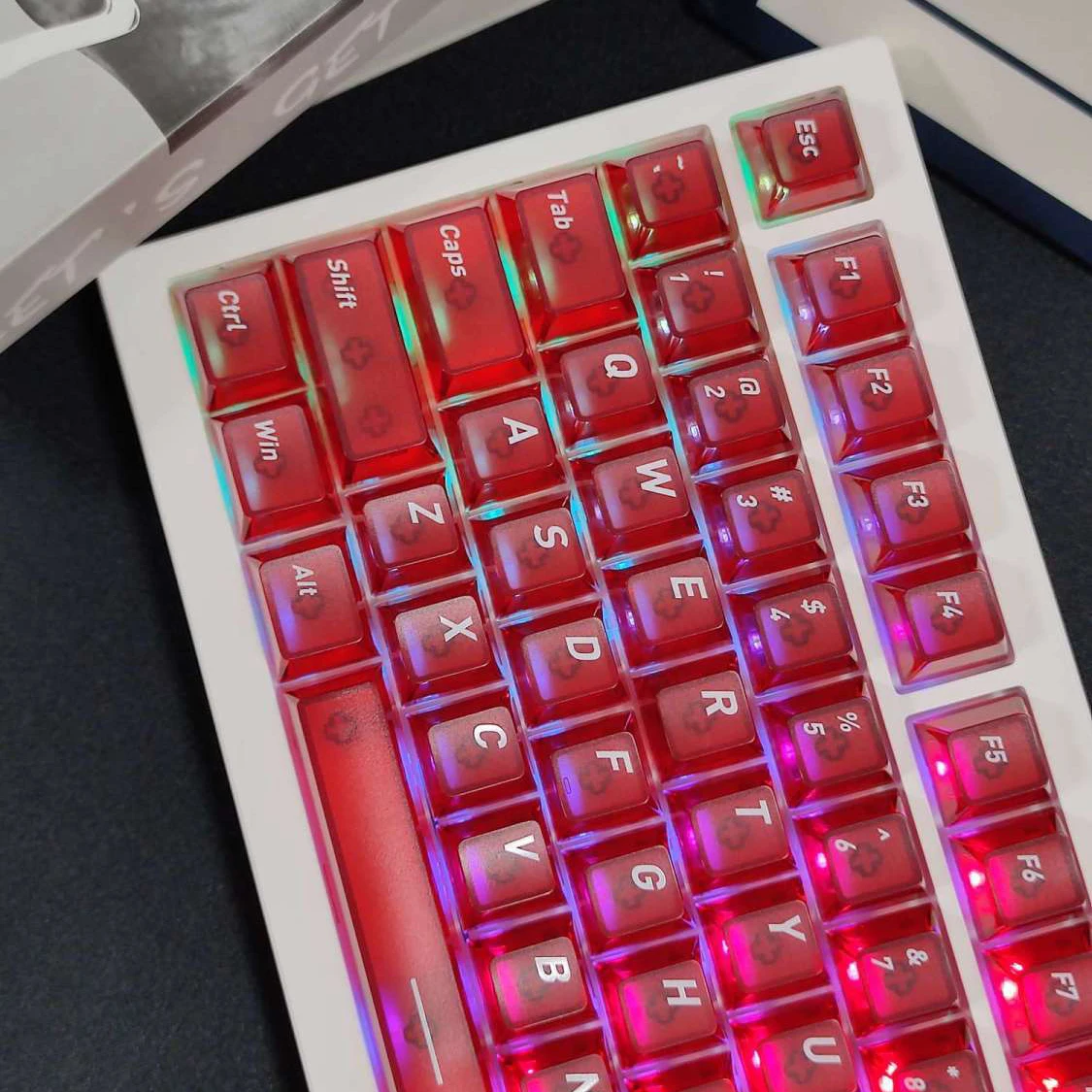 Fog Red Transparent PC Keycaps 118 Keys Double Shot Cherry Profile Key cap for Cherry Gateron MX Switches Mechanical Keyboard