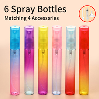 6pcs+4 Accessories 8ML Perfume Spray Bottle with 6 Spray Bottles, 1 Funnel, 2 Dispenser Divas. Comes with 4 perfume dispensers.