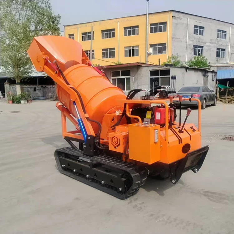 Top Selling OUBOSEN High Efficient Crawler Concrete Mixer 500L Construction Machinery for Construction Tracked Concrete Mixer