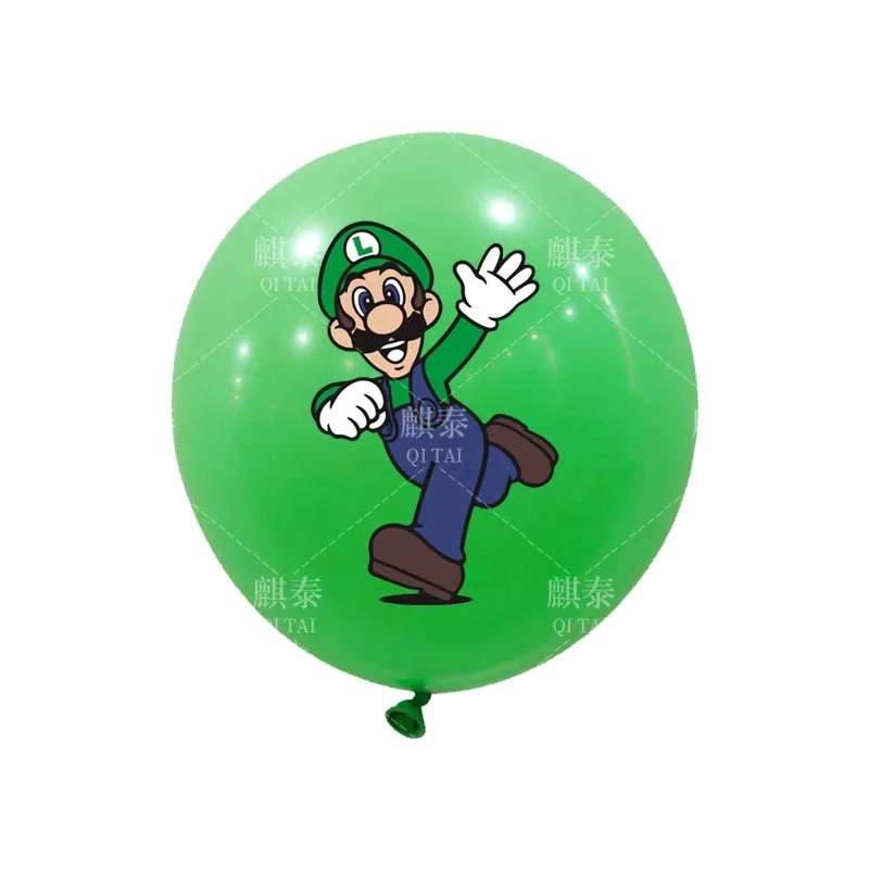 24/12pcs Super Mario Bros Cartoon Balloons Set Themed Birthday Party Action Figure Toy Luigi Peach Anime Balloon Decor Kids Gift