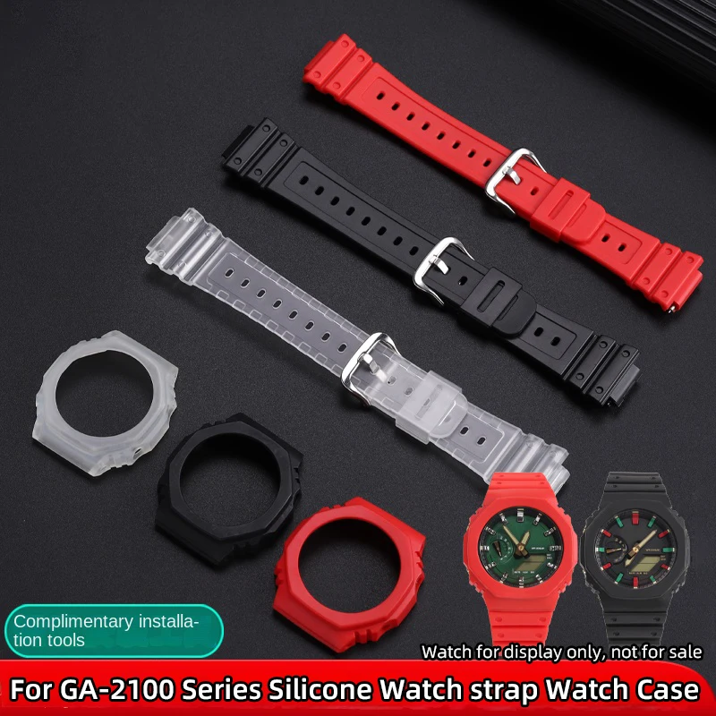 

GA2100 GA2110 Mod Kit for Casio GA-2100 Bezel Bracelet GAB2100 Case Strap GA-2110 Silicone Case Band Mod Transp Watch Set red