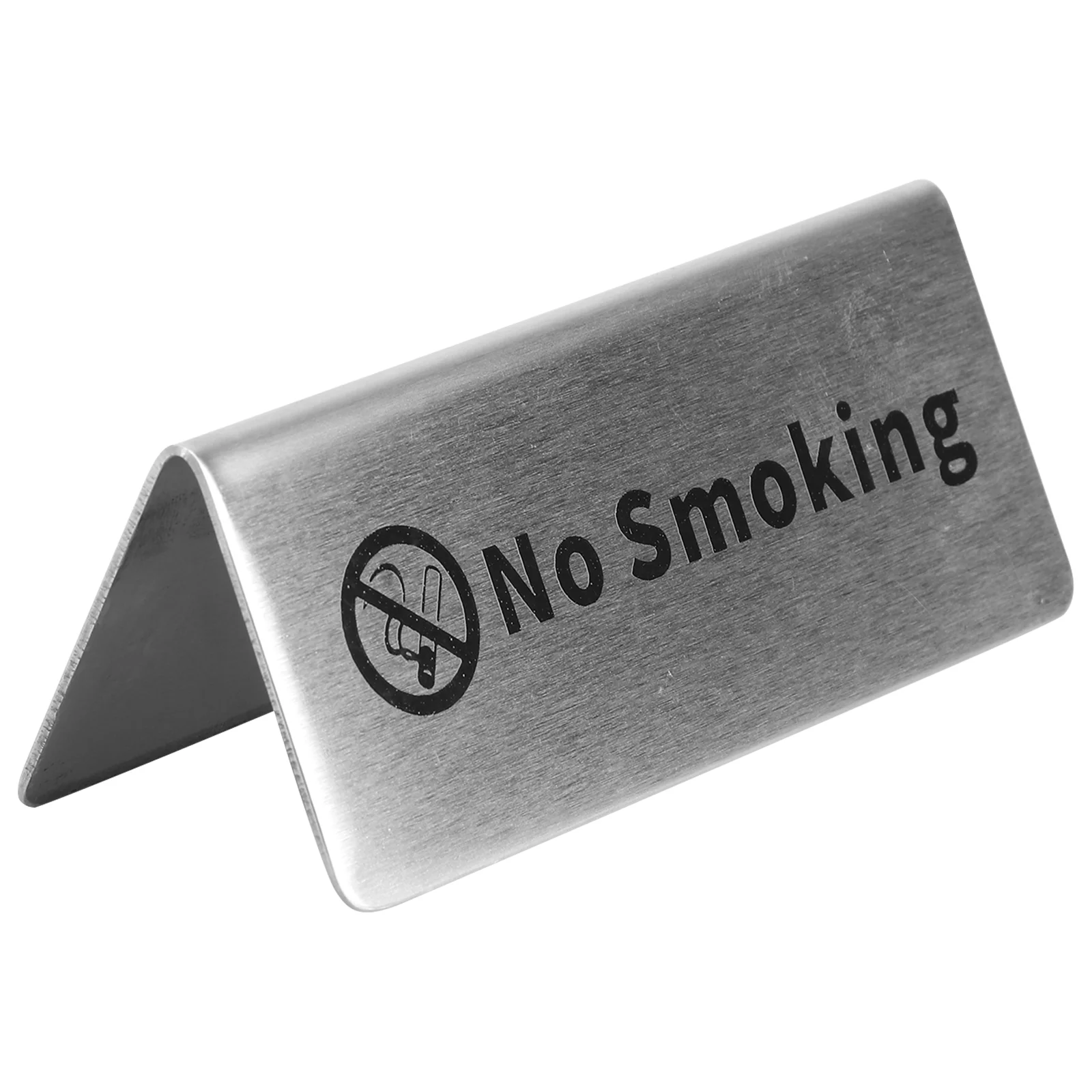 Stainless Table No Smoking Sign Tent Compliance Signs Emblems Double Side Metal