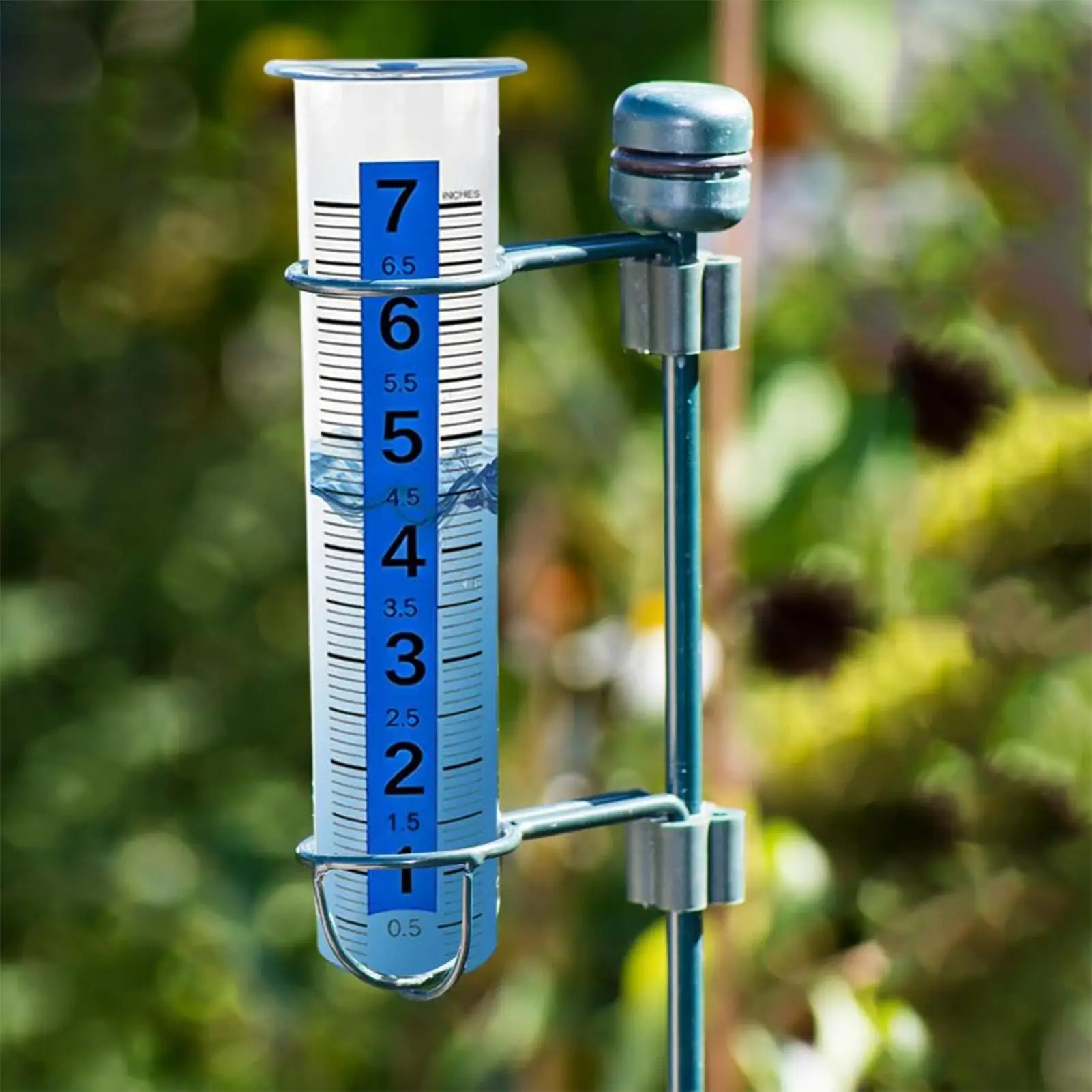 8-Inch Outdoor Rain Gauge Large Number Easy To Read Clear Plastic Rain Meter With Mounting Stake For Garden Farm Patio Lawn