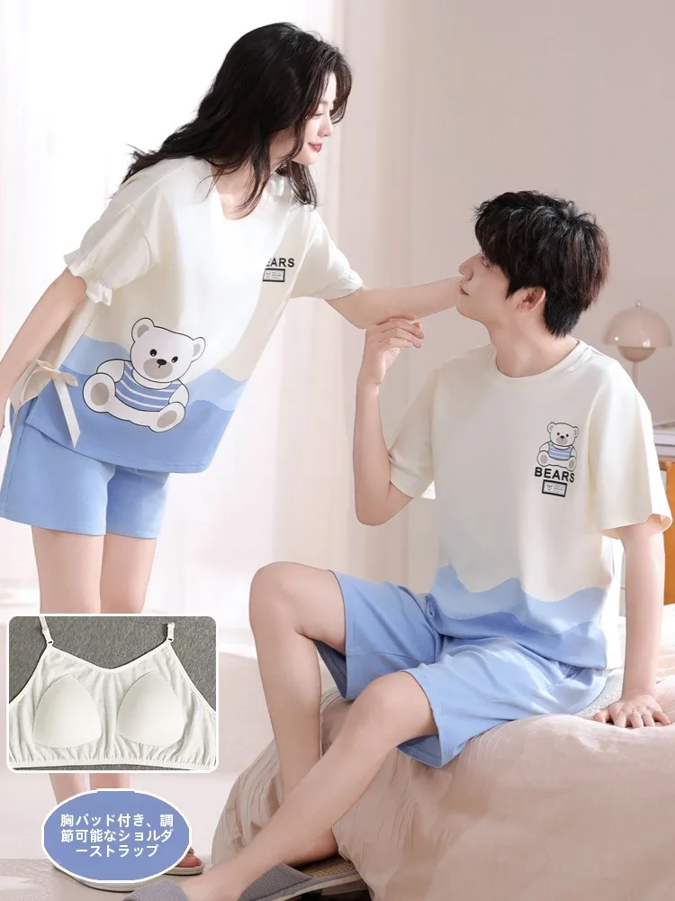couples-summer-thin-ort-sve-spwear-cotton-home-clothes-men's-women's-ort-pants-comfortable-breathable-nightgown