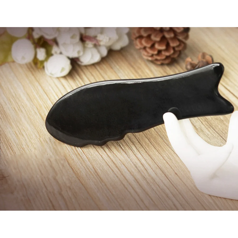 1pc Horn Scraping Board Body Massage Pain Relief Gua Sha Tool Fish Shaped Scrapping Board Massage Tool