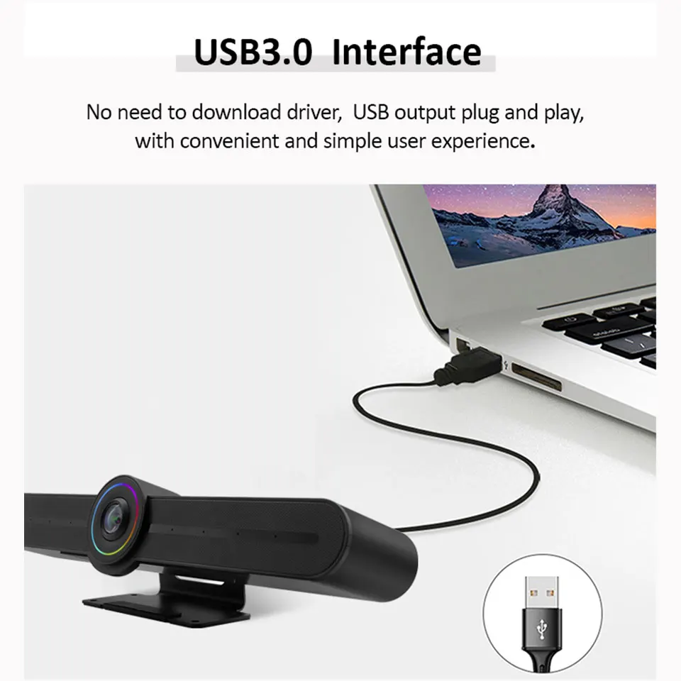 All In One วิดีโอ4K จัดการประชุมการติดตามสาย USB กล้อง3.0 Auto กรอบ Conference เว็บแคม