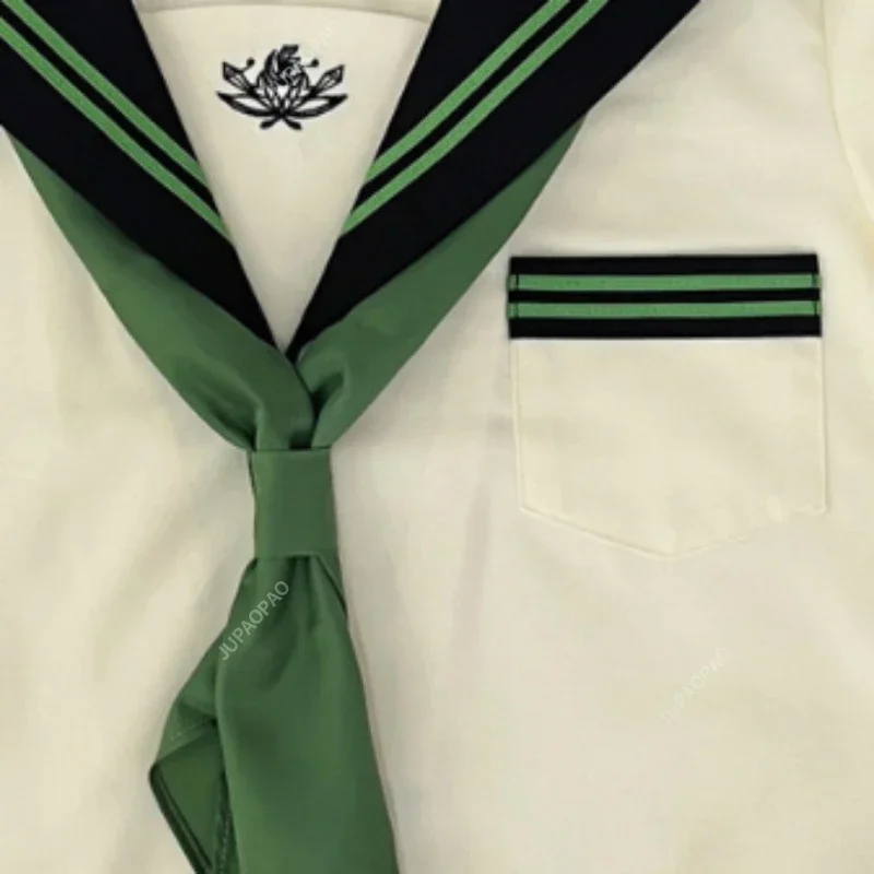Uniforme scolastica giapponese Ragazza carina Jk Set Cravatta verde Abito da marinaio Set uniforme da donna Autunno e inverno Gioventù a maniche corte lunghe
