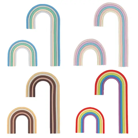 2pcs 레인보우 케이크 장식 세트 대형 작은 무지개 케이크 토퍼 핑크 블루 브라운 DIY Boho 베이비 샤워 생일 웨딩 파티 케이크