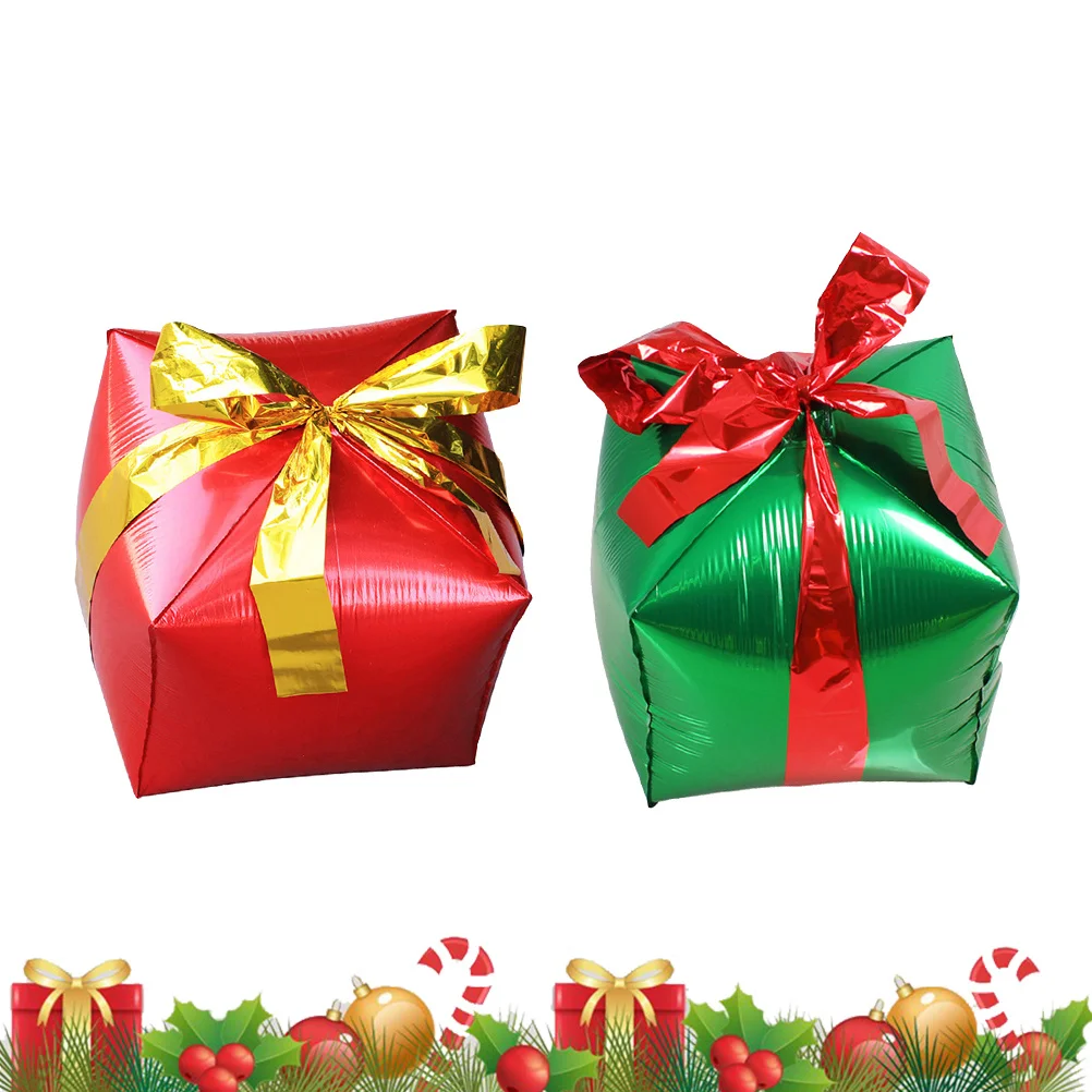 

2Pcs Christmas Gift Box Balloon Aluminum Foil Party Decoration Bright Color Xmas Party Supplies Christmas Balloon