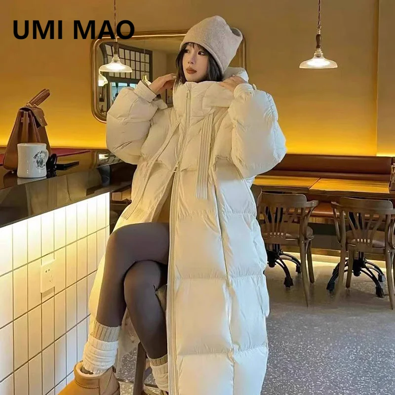 UMI MAO Korean Loose Thick 90 White Duck Down Blanket 2024 Winter New Down Jacket Women\'s Long Over The Knee Jacket Trend