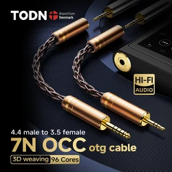 TODN 7N OCC HIFI Balanced Audio Cable 8 Core Earphone Conversion Adapter Cable 2.5/3.5/4.4mm Male To Female AUX Jack Cable