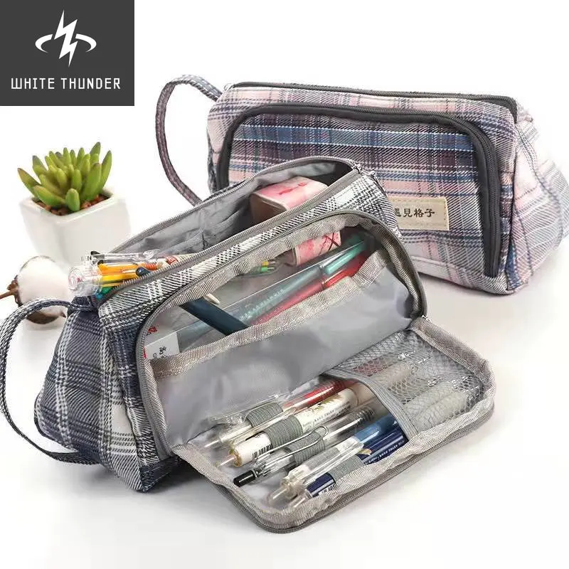 Large Capacity Kawaii Cute Tutorial Bag Case Pouch For Students Simple Canvas Pencils Gel Pens Bag Lovely Case Student Pouch New