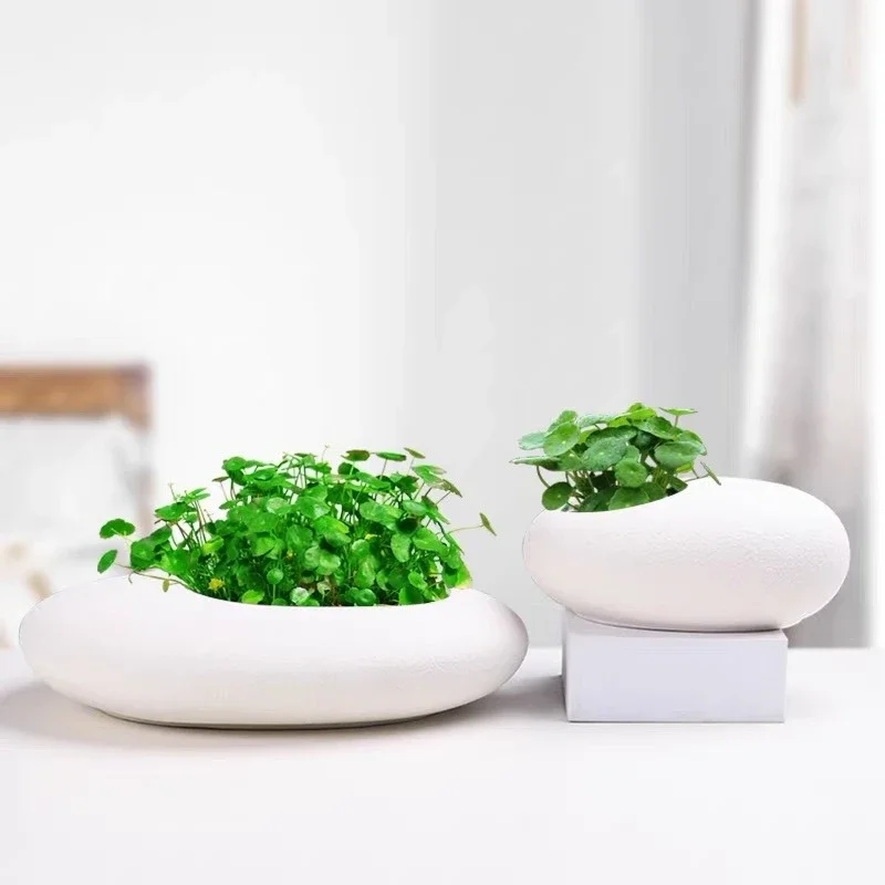 Ceramics Flower Pot Flower Vase Black White Cobblestone Deformation Floral Arrangement Accessories Modern Home Decoration