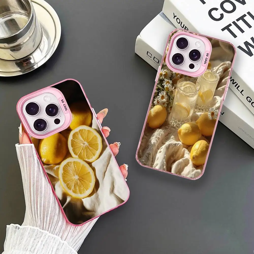 

Lemon Phone Case For iPhone 16,15,14,13,12,11,Mini,Pro,MAX Pink Matte Shockproof Cover