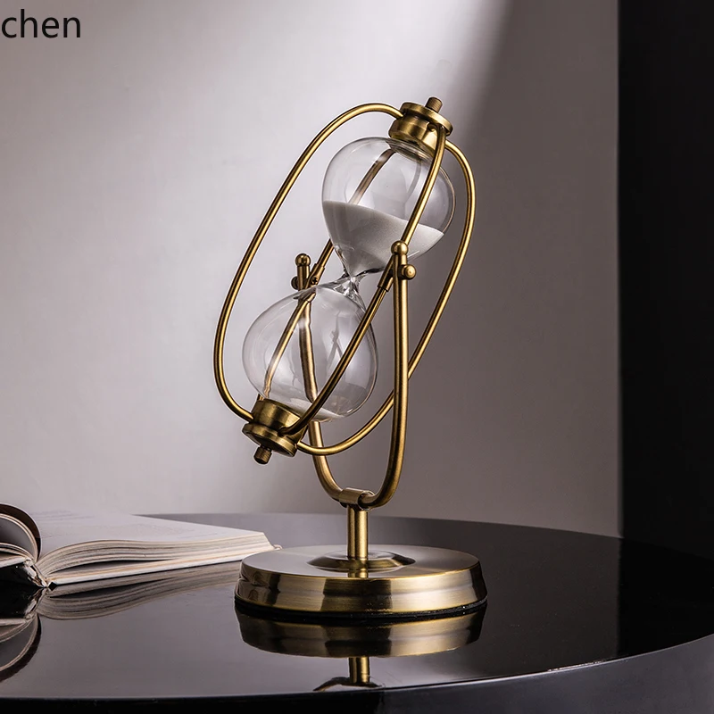 Ornament Living Room Wine Cabinet Decoration Office Desktop Light Luxury High-end Sense of Sophistication Hourglass Creative