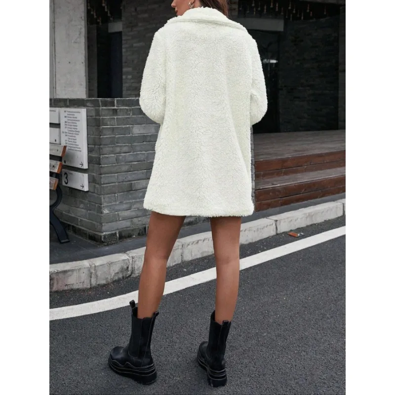 플러스 사이즈 1XL-5XL 여성의 세련된 옷깃 캐주얼 솔리드 컬러 싱글 브레스트 긴팔 재킷