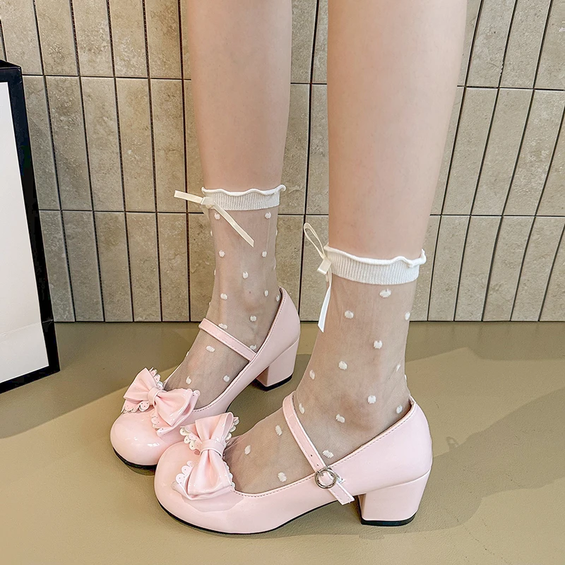 

Lolita Shoes Women Flats Buckle bow Ballet Shoes academic style Shallow mouth retro Mary Jane single shoe