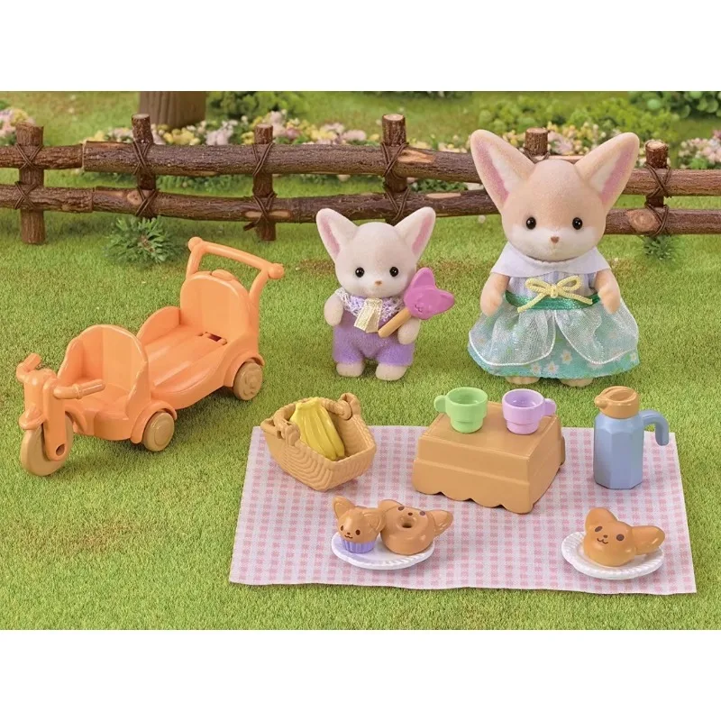 Sylvanian family-casa de juegos para niñas, casa de muñecas de zorro de oreja ancha, accesorios originales, ropa, muebles, carcasas, juguete, versión japonesa