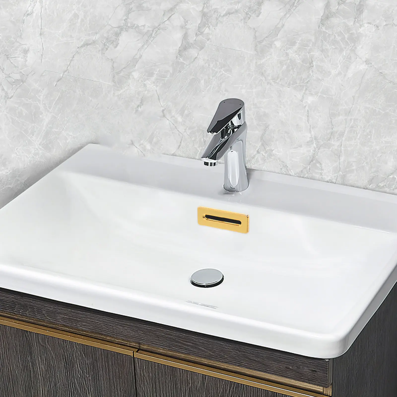 

2Pcs Bathroom Sink Overflow Cover Zinc Alloy Basin Hole Cap Overflow Insert Trim Ring Kitchen Vanity Sink Basin Cover