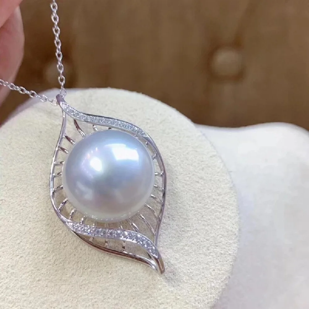 

Бестселлер кулон AAA + 10-11 мм 11-12 мм натуральный круглый жемчуг Южного моря ожерелье 18 дюймов 925S