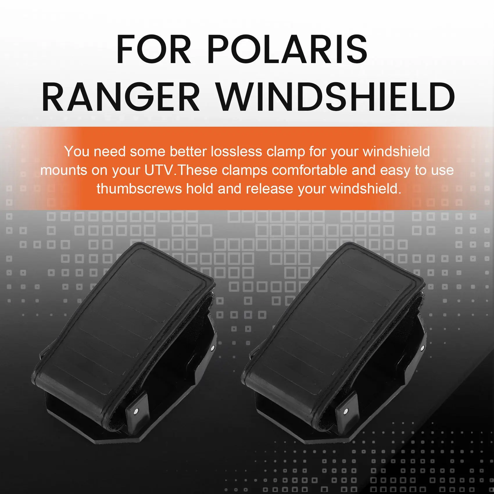 ABIB -Windshield Mount Clamps Straps Kit Windshield Brackets Clips For ATV / UTV Polaris Ranger RZR Can Am Maverick X3