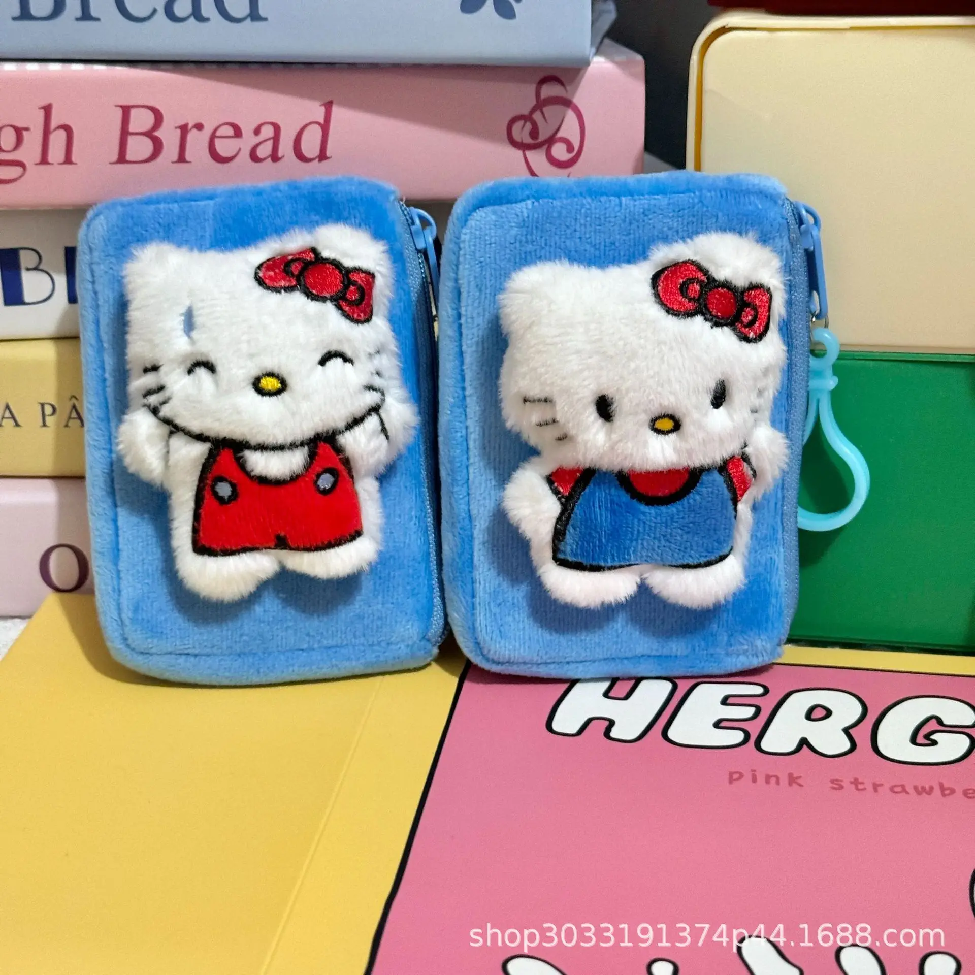 Cute Blue Hellos Kittys Cartoon Coin Wallet Student Wallet Key Sundry Storage Bag Card Bag Headphone Bag Pendant Girl\'s Gifts