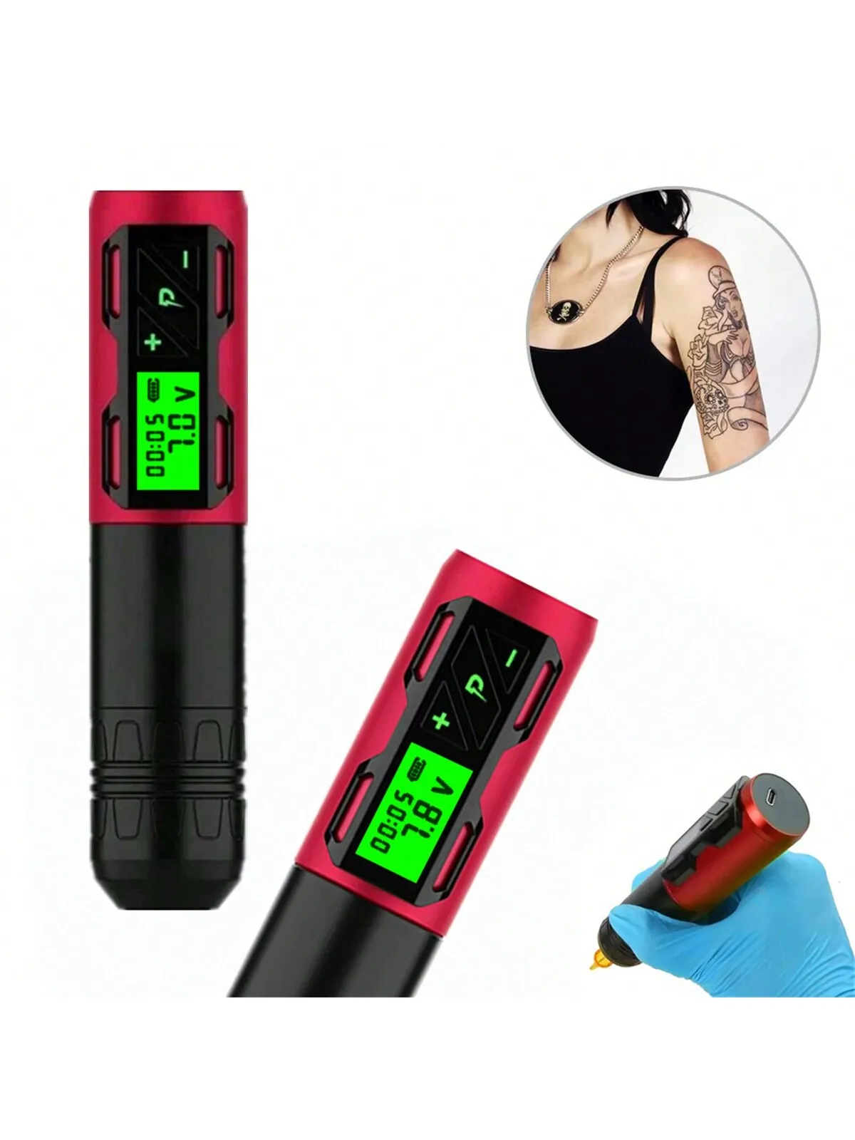 

Полный набор для татуировки для начинающих: беспроводная вращающаяся ручка, аккумуляторная батарея, блок питания, иглы для картриджей, яркие чернила и Mo