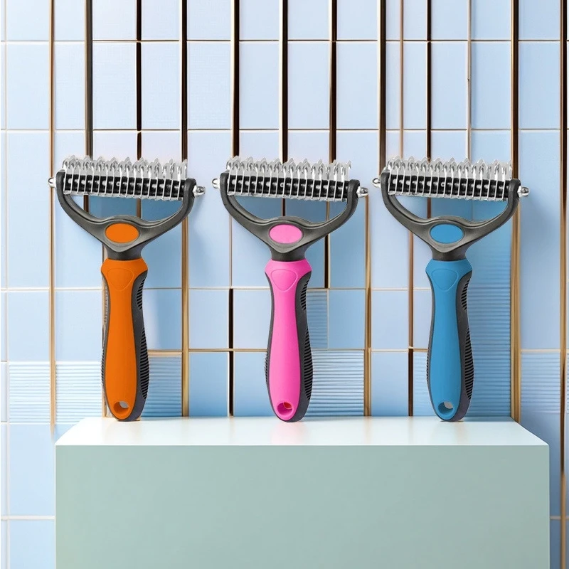 Double-Sided Pet Detangling Comb, Cat and Dog Hair Removal Comb, Blade-Style Comb for Cleaning Hair Knots and Loose Hair, Double-Tooth Comb for Dogs and Cats - view 6