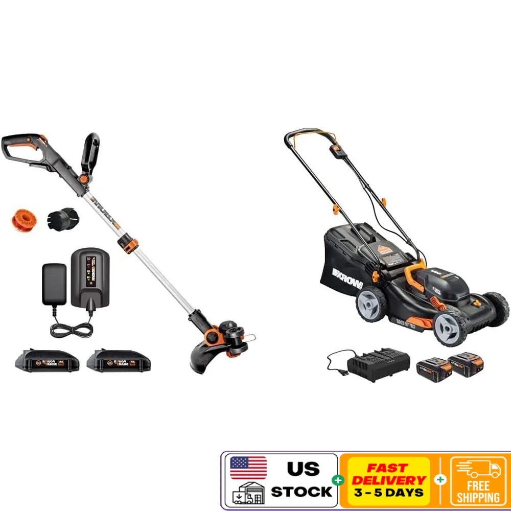 Cordless 40V Lawn Mower with 6 Cutting Heights and Intellicut Technology Includes 20V Trimmer Edger with Batteries