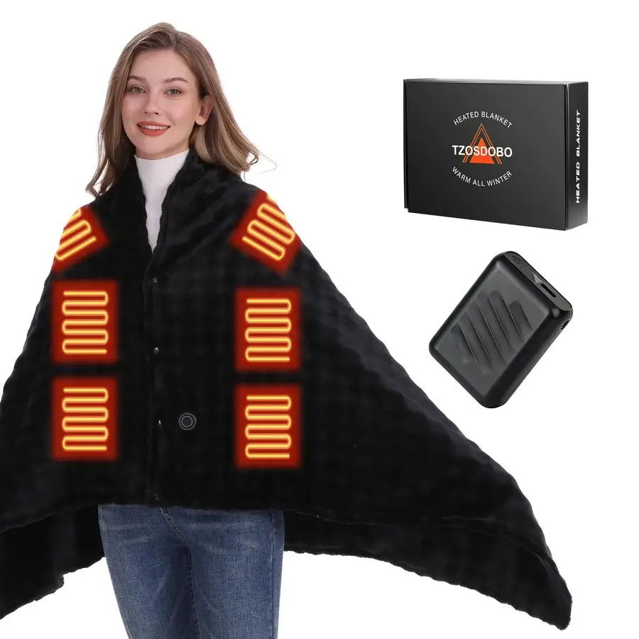 

Heated Blanket, Battery Operated Heating Blanket with 20000mAh Rechargeable Power Bank, Portable Heated Throw Blanket, 59x 35.5