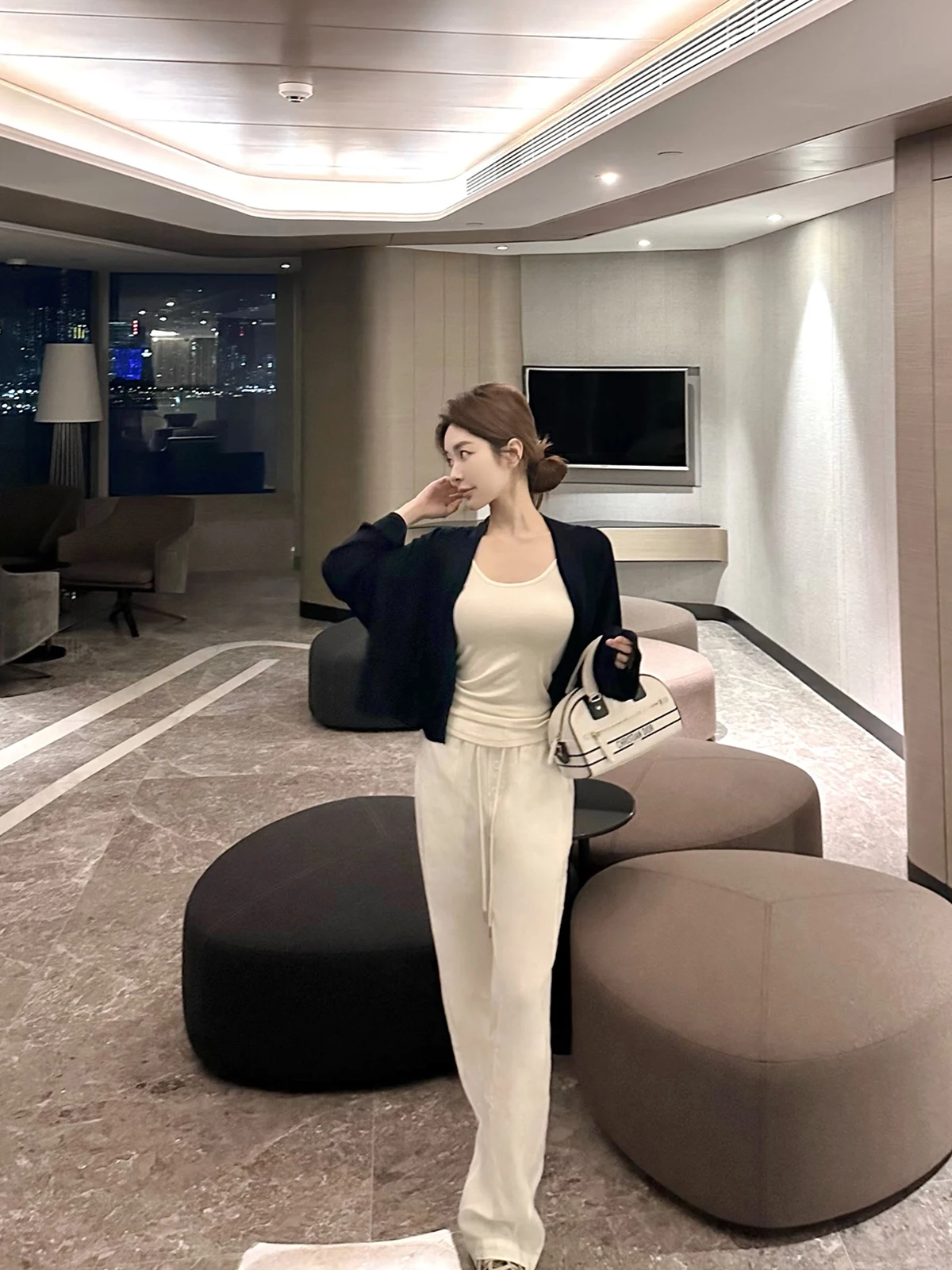 

Льняные повседневные брюки CCZEE Summer Love для женщин, с эластичной талией, однотонные, универсальные, прямого кроя, длинные