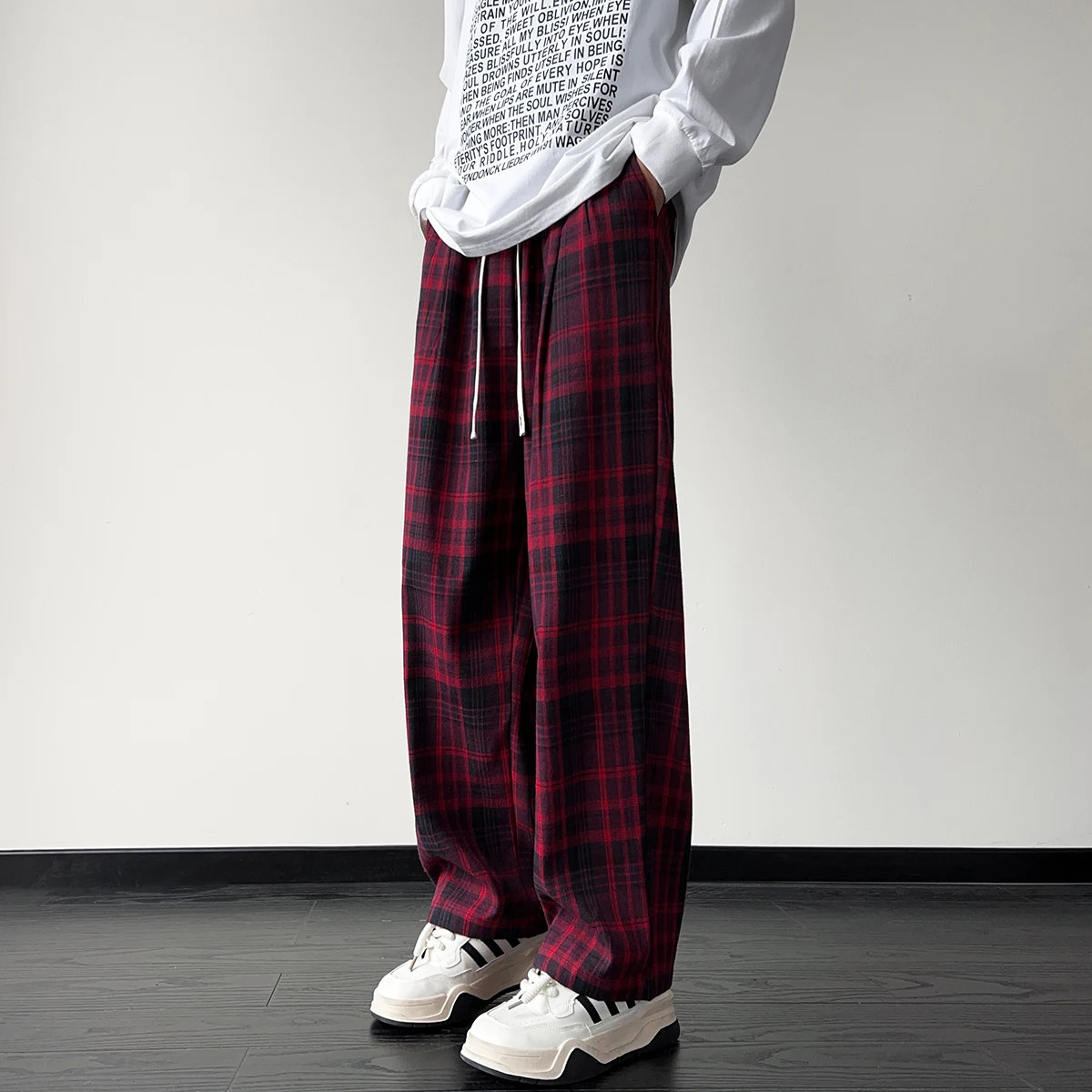 New Men's Jogger Plaid Sweatpants Men Harajuku Oversized Streetwear Y2k Hip Hop Wide Leg Baggy Harem Long Trousers Cargo Pants