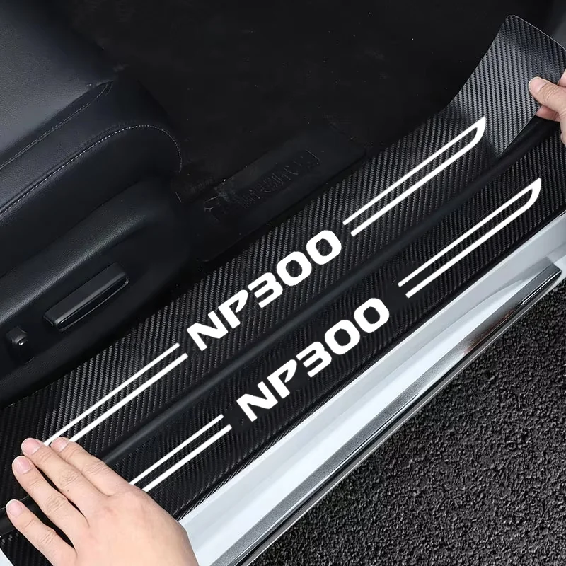 Car Door Threshold Sill Protective Rear Trunk Bumper Guard Sticker Decal For Nissan NP300 Emblems Carbon Fiber Door Pedal Strips