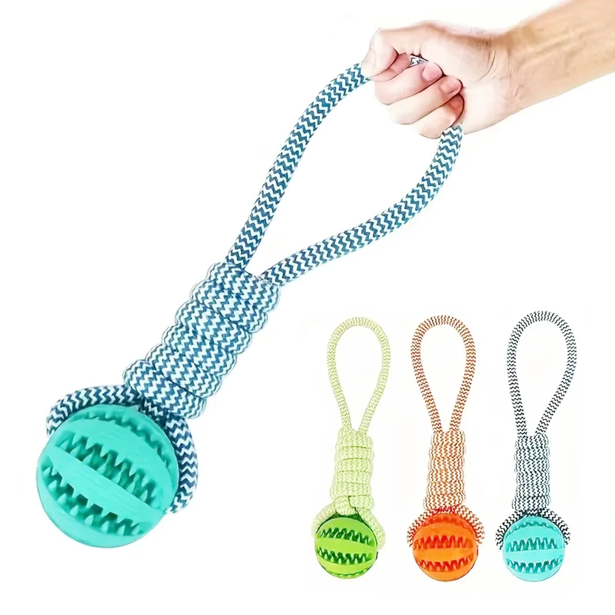 Durable Dog Rope Toys Ball on Rope, Tug of War Dog Toy Interactive Exercise Reward Toy for Medium Small Dogs,Rubber Dog Chew Toy