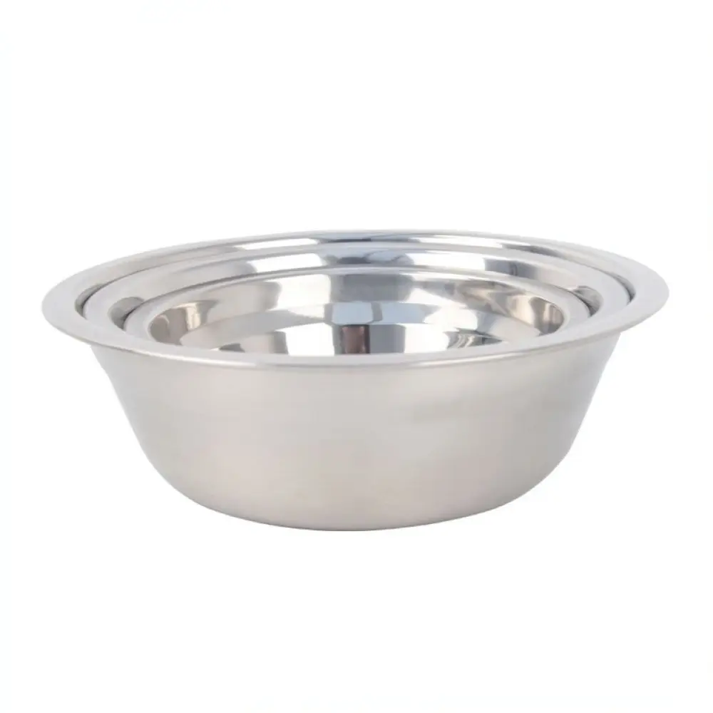 Stainless Steel Round Basin Kitchen Food Preparation Bowl For Yabei Mixing Beating Eggs Dining Hall Soup Serving Dish